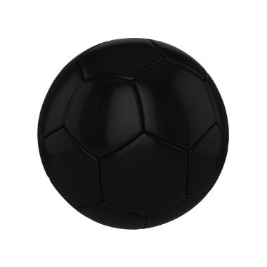 Futbol topu gerçekçi 3d raster resim. Siyah futbol topu clipart. Spor yarışma logo, poster, afiş.