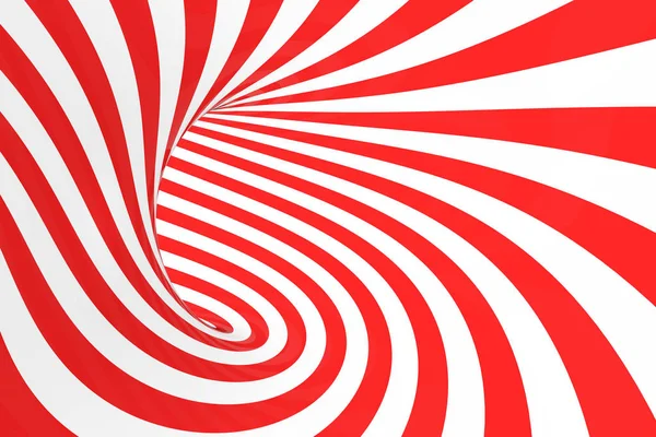 Girdap optik 3d yanılsama raster resim. Kırmızı ve beyaz spiral çizgili kontrast. Geometrik torus görüntü çizgilerle, döngüler.