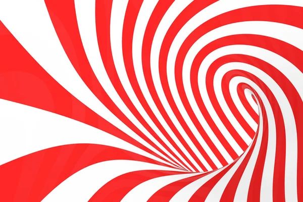 Girdap optik 3d yanılsama raster resim. Kırmızı ve beyaz spiral çizgili kontrast. Geometrik torus görüntü çizgilerle, döngüler.