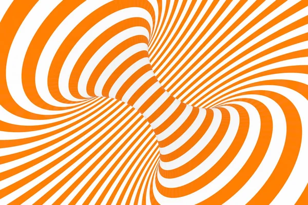 Torus 3d optische illusie raster illustratie. Hypnotiserende wit en oranje buis beeld. Contrast draaien lussen, strepen sieraad. — Stockfoto