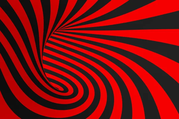 Торус 3D оптична ілюзія растрова ілюстрація. Гіпнотичне чорно-червоне зображення трубки. Контрастні кручені петлі, орнамент смуг . — стокове фото