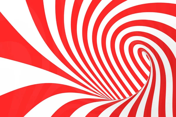 Giro óptico 3D ilusión raster ilustración. Rayas espirales rojas y blancas en contraste. Imagen geométrica del toro con líneas, bucles . Imagen de archivo