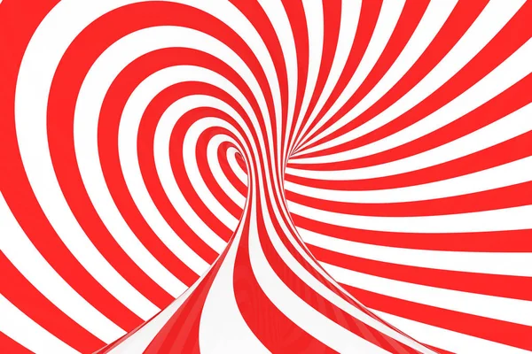 Girdap optik 3d yanılsama raster resim. Kırmızı ve beyaz spiral çizgili kontrast. Geometrik torus görüntü çizgilerle, döngüler.