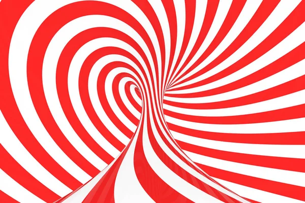 Virvel optisk 3d illusion raster illustration. Kontrast spiral röda och vita ränder. Geometriska torus bild med linjer, slingor. Stockbild