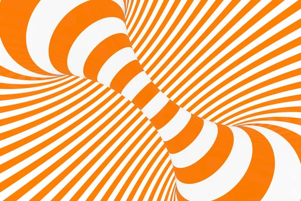 Torus 3D optische Illustration Raster Illustration. hypnotisches weißes und orangefarbenes Röhrenbild. Kontrast Schlingen, Streifen Ornament. — Stockfoto