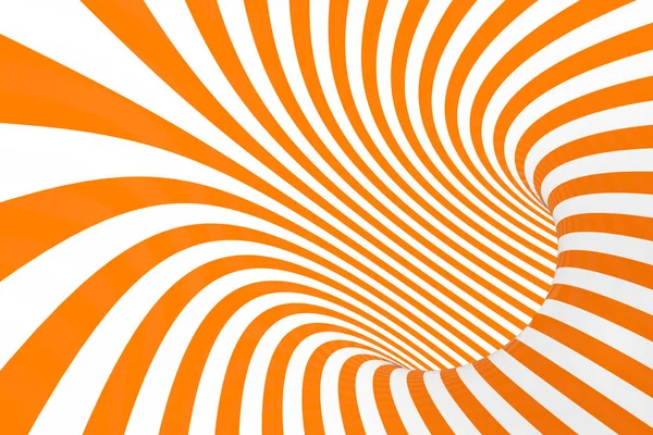 Ilustración de trama de ilusión óptica Torus 3D. Imagen hipnótica de tubo blanco y naranja. Contraste bucles de torsión, rayas ornamento . — Foto de Stock