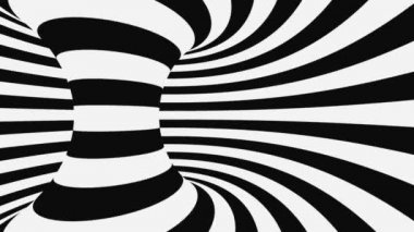 Siyah ve beyaz psikedelik optik illüzyon. Soyut hipnotik animasyon arka planı. Spiral geometrik döngü monokrom duvar kağıdı