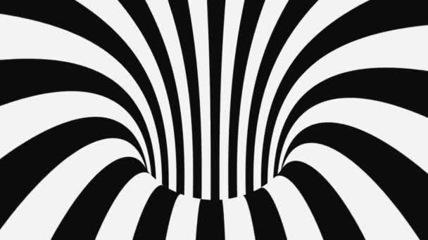 Black and white psychedelic optical illusion. Abstract hypnotic animated background. Spiral geometric looping monochrome wallpaper — Stock Video