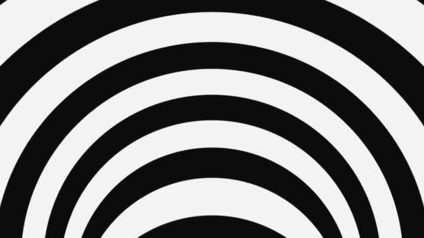 Ilusión óptica psicodélica en blanco y negro. Fondo animado hipnótico abstracto. Espiral geométrico bucle monocromo fondo de pantalla — Vídeos de Stock