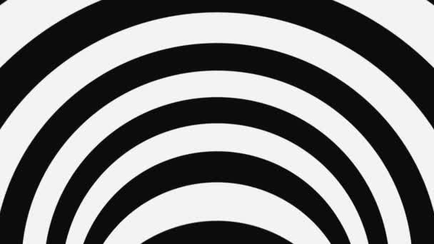 Schwarz-weiße psychedelische optische Täuschung. Abstrakte hypnotische animierte Hintergrund. Spirale geometrische Schleife monochrome Tapete — Stockvideo