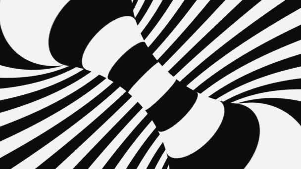 Schwarz-weiße psychedelische optische Täuschung. Abstrakte hypnotische animierte Hintergrund. Spirale geometrische Schleife monochrome Tapete — Stockvideo