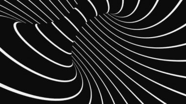 Siyah ve beyaz psikedelik optik illüzyon. Soyut hipnotik animasyon arka planı. Spiral geometrik döngü monokrom duvar kağıdı