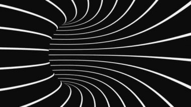 Siyah ve beyaz psikedelik optik illüzyon. Soyut hipnotik animasyon arka planı. Spiral geometrik döngü monokrom duvar kağıdı