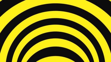 Siyah ve sarı psychedelic optik yanılsama. Soyut hipnotik animasyonlu arka plan. Spiral geometrik döngü uyarı duvar kağıdı