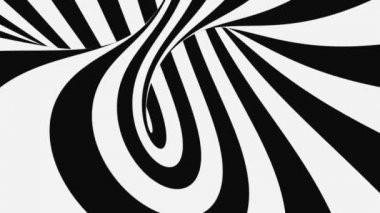 Siyah ve beyaz psikedelik optik illüzyon. Soyut hipnotik animasyon arka planı. Spiral geometrik döngü monokrom duvar kağıdı