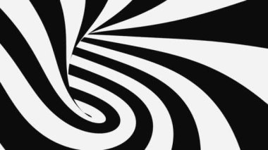 Siyah ve beyaz psikedelik optik illüzyon. Soyut hipnotik animasyon arka planı. Spiral geometrik döngü monokrom duvar kağıdı