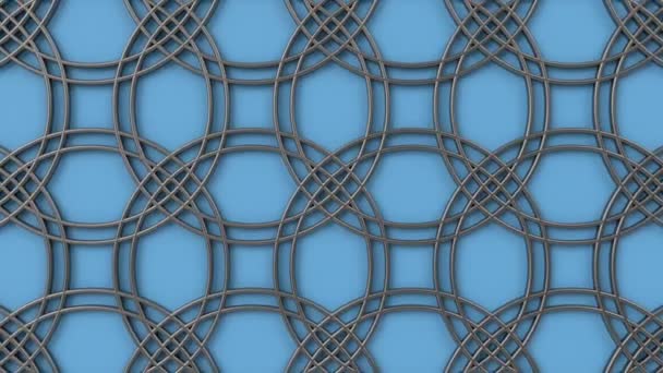 Arabesque loop modello geometrico. Motivo 3D islamico blu e metallo. arabo orientale animato sfondo . — Video Stock