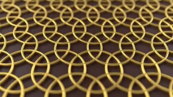 Arabesque looping geometric pattern. Gold and brown islamic 3d motif. Arabic oriental animated background. — Stock Video