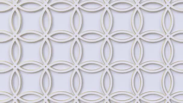 Arabesque loop modello geometrico. Oro e bianco motivo islamico 3d. arabo orientale animato sfondo . — Video Stock