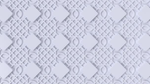 Arabesque pętli wzór geometryczny. Biały motyw islamski 3D. Arabski Orientalny animowane tło. Muzułmańskie ruchome tapety. — Wideo stockowe