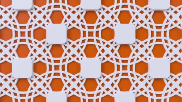 Patrón geométrico de bucle árabe. Naranja y blanco islámico 3d motivo. Árabe oriental animado fondo . — Vídeos de Stock