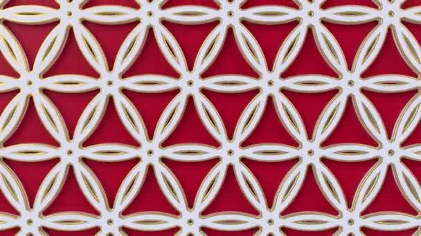 Арабеск петля геометрический узор. Красно-белый ислам 3d мотив. Арабский восточный анимационный фон . — стоковое видео