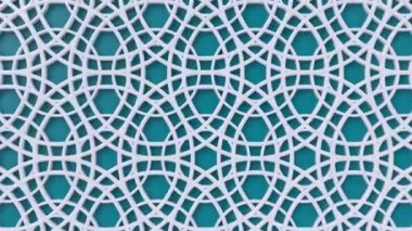 Arabesk geometrik desen. Mavi ve beyaz İslami 3 boyutlu motif. Arapça doğulu canlandırma arkaplanı.