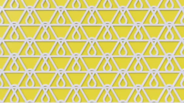 Arabesque looping geometric pattern. White and yellow islamic 3d motif. Arabic oriental animated background. Muslim moving wallpaper. — Stock Video