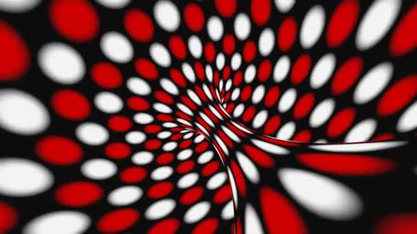 Svart, röd och vit psykedelisk optisk illusion. Abstrakt hypnotisk animerad bakgrund. Polka dot geometriska ögla tapet — Stockvideo