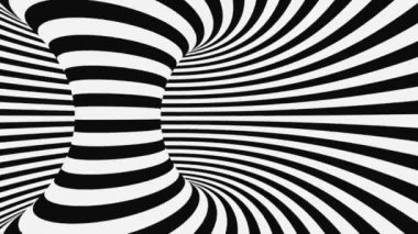 Siyah ve beyaz psikedelik optik illüzyon. Soyut hipnotik animasyon arka planı. Spiral geometrik döngü monokrom duvar kağıdı