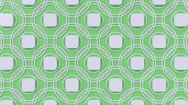 Patrón geométrico de bucle árabe. Verde y blanco motivo islámico 3d. Árabe oriental animado fondo . — Vídeo de stock