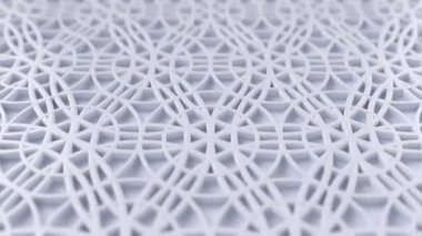 Arabesk döngü geometrik desen. Beyaz İslam 3d motif. Arapça oryantal animasyonlu arka plan.