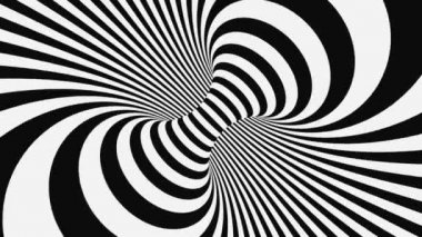 Siyah ve beyaz psikedelik optik illüzyon. Soyut hipnotik animasyon arka planı. Spiral geometrik döngü monokrom duvar kağıdı