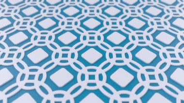 Arabesk geometrik desen. Mavi ve beyaz İslami 3 boyutlu motif. Arapça doğulu canlandırma arkaplanı.