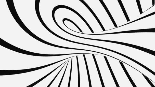 Ilusão óptica psicadélica em preto e branco. Abstrato hipnótico fundo animado. espiral geométrica looping monocromático papel de parede — Vídeo de Stock