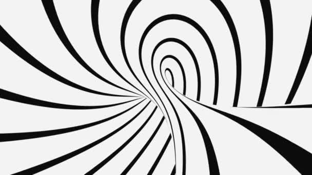 Чорно-біла психоделічна оптична ілюзія. Абстрактний гіпнотичний анімований фон. Спіральні геометричні циклічні монохромні шпалери — стокове відео