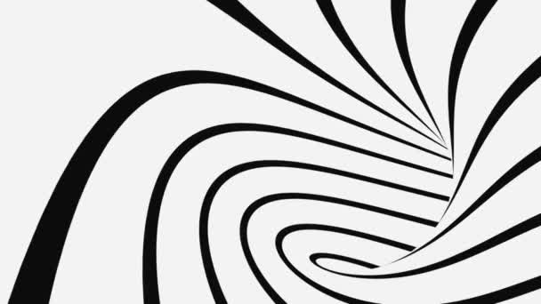 Ilusão óptica psicadélica em preto e branco. Abstrato hipnótico fundo animado. espiral geométrica looping monocromático papel de parede — Vídeo de Stock