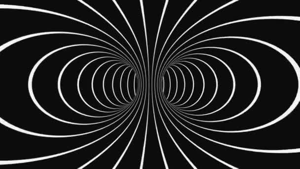 Illusion d'optique psychédélique noire et blanche. Résumé fond animé hypnotique. Papier peint spirale géométrique boucle monochrome — Video