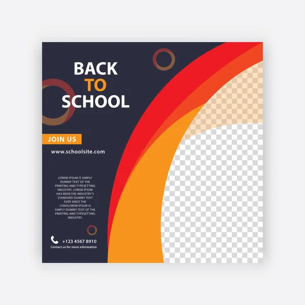 Zpět Školy Minimální Šablona Plakátu Sociálních Médií Vektorová Ilustrace — Stockový vektor