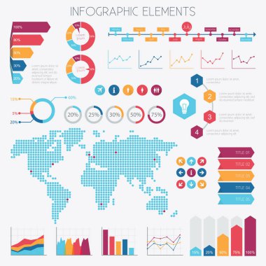 Infographic öğeleri Set - veri analizi, çizelgeler, grafikler - Eps10 vektör 