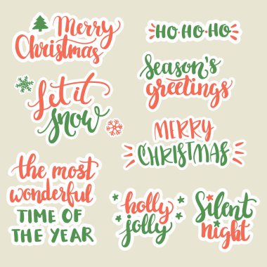 Kaligrafi Noel etiketleri ayarla - el yazısı vektör tasarımı