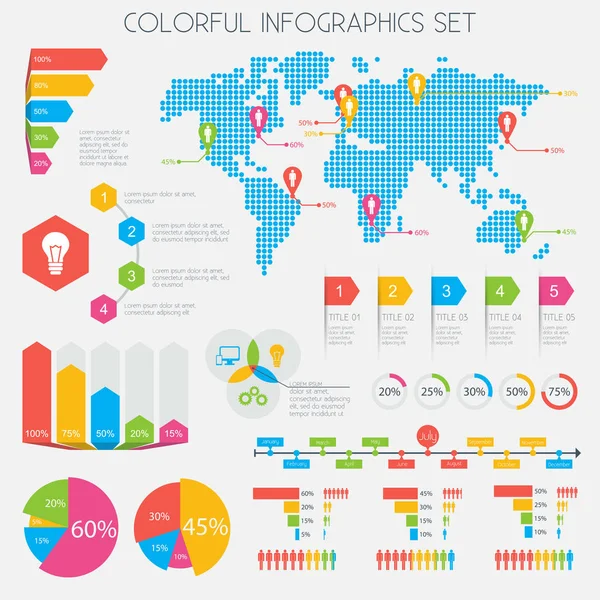 Conjunto Elementos Infográficos Análisis Datos Gráficos Gráficos Vector Eps10 — Vector de stock