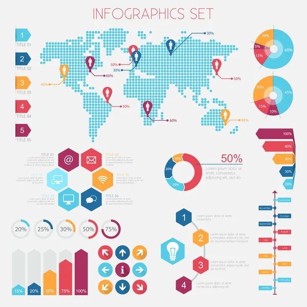 Infographic Element Set Analys Data Diagram Grafer Vektor Eps10 Royaltyfria illustrationer