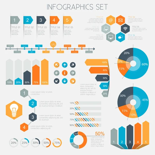 Infografische Elemente Datenanalyse Diagramme Graphen Vektor Eps10 — Stockvektor