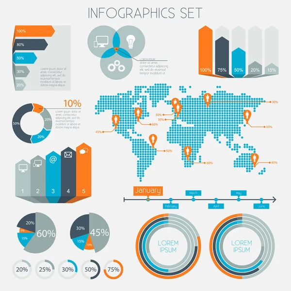 Infografische Elemente Datenanalyse Diagramme Graphen Vektor Eps10 — Stockvektor