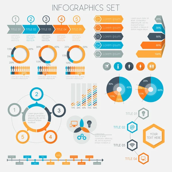 Infografische Elemente Datenanalyse Diagramme Graphen Vektor Eps10 — Stockvektor