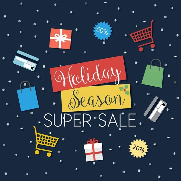 Holiday Season Super Sale Vektorové Ilustrace — Stockový vektor