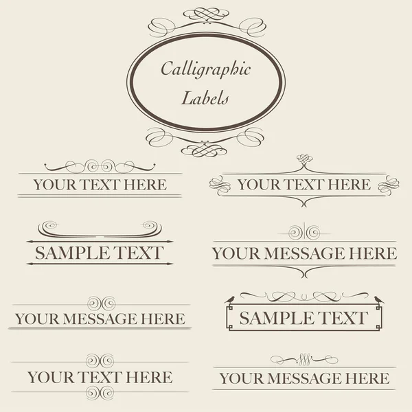 Etiquetas Caligráficas Conjunto Vectores — Archivo Imágenes Vectoriales