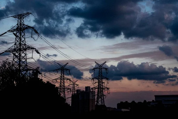 Skymningshimlen Kommer Snart Att Ersättas Den Mörka Natten Ovanför Shanghais — Stockfoto