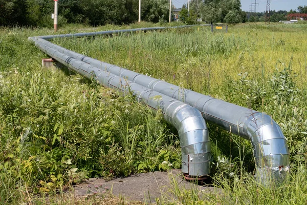 Calefacción Principal Dos Tubos Paralelos Con Una Esquina Plano Horizontal — Foto de Stock